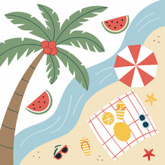Beach Accessories Set – Sunglasses, Hat, Flip-Flops