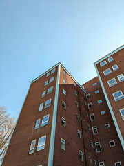 Top Floors of a Highrise Council Block of Flats Apartments with Blue Sky
