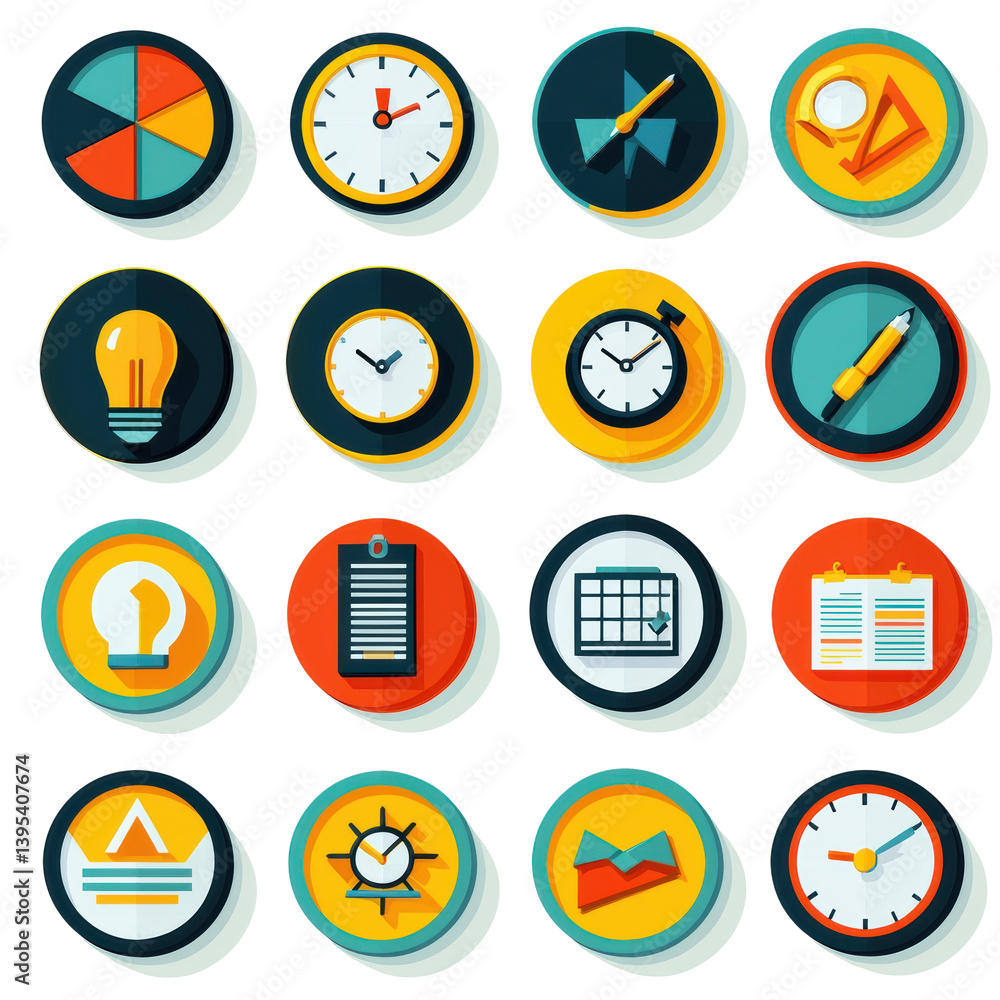 Poster infographics business icon set concept. an assortment of business and analytics icons and symbols lo