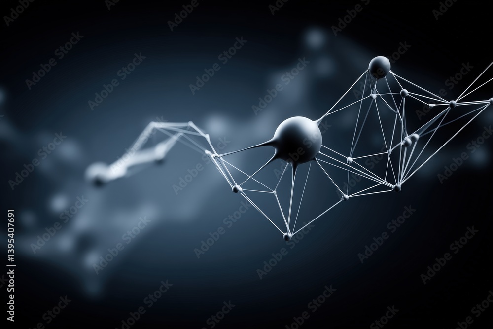 Aufkleber abstract network of nodes and connections on a dark background.