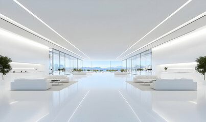 Modern Bright Office Interior with Minimalist Design and Natural Light