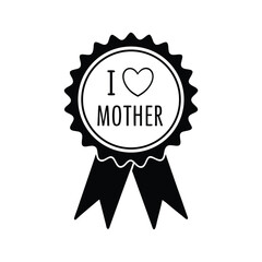 Award Badge Vector for Mother's Day – Ribbon and Heart Design
