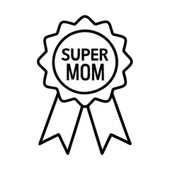 Mother's Day Ribbon Emblem Vector – Award Badge with Heart Symbol