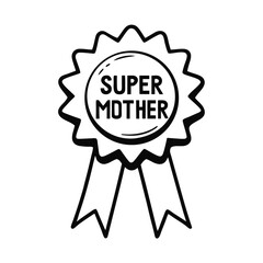 Minimal Mother’s Day Award Badge – Red Ribbon and Heart Typography