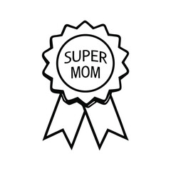 Handwritten Typography Mother's Day Award Emblem with Ribbon and Heart
