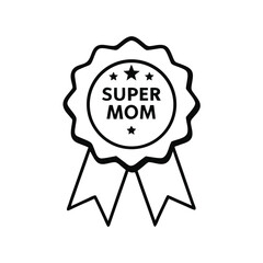 Happy Mother’s Day Award Ribbon Vector with Heart and Lettering