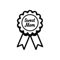 Heart Symbol Award Badge for Mother’s Day – Ribbon and Text Vector