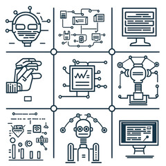 infographics business icon set concept. Innovative digital technology and intelligence systems