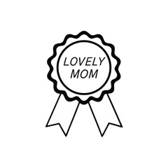 Mother's Day Love Award Badge Vector – Ribbon and Heart Design