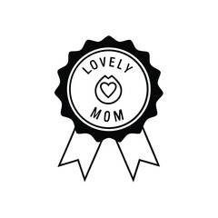 Heart and Ribbon Mother's Day Award Badge with Elegant Script – Vector