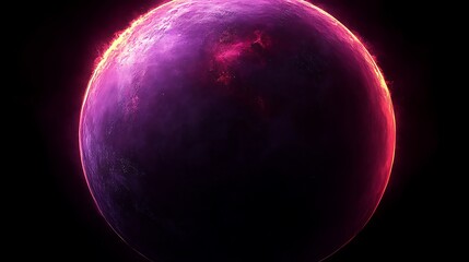 A vibrant, fiery, purple planet in the inky blackness of space.