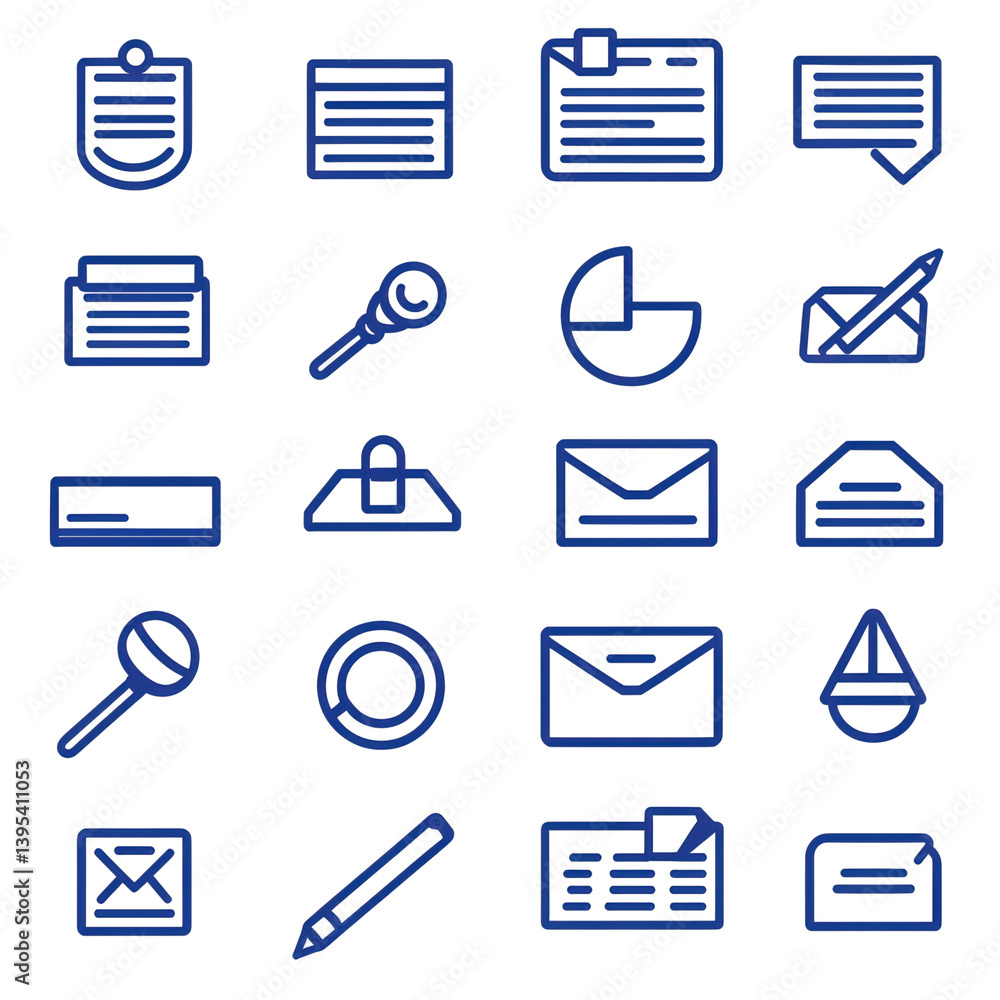 Poster infographics business icon set concept. the essential business document and file management icons lo