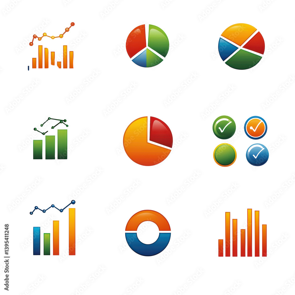 Poster infographics business icon set concept. variety of business data visualization charts and graphs