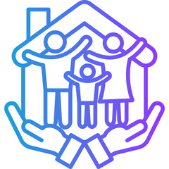 Family Home line gradient icon