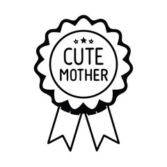 Classic Mother’s Day Award Ribbon Design with Heart – Flat Vector Style
