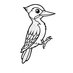 Obraz premium line art logo mascot illustration of a woodpecker
