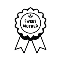 Minimalist Mother's Day Award Ribbon with Handwritten Text and Heart