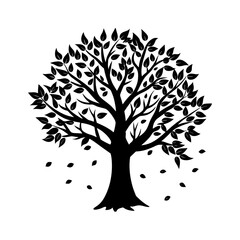 Fototapeta premium Fall Tree Silhouette vector illustration