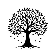 Fototapeta premium Fall Tree Silhouette vector illustration