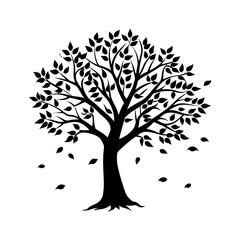 Obraz premium Fall Tree Silhouette vector illustration
