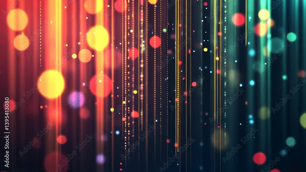 Poster abstract bokeh light streaks with floating particles and glowing background