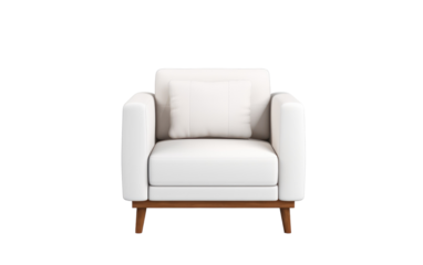 Modern white armchair with wooden legs perfect for contemporary living rooms offering comfort and style Clean lines and