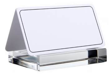Blank Clean Aesthetic Acrylic Display for Event Place Cards on Transparent Background