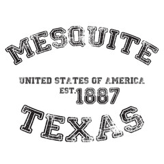 vintage college varsity texas's mesquite city slogan emblem print with grunge effect for graphic tee t shirt or sweatshirt - vector
