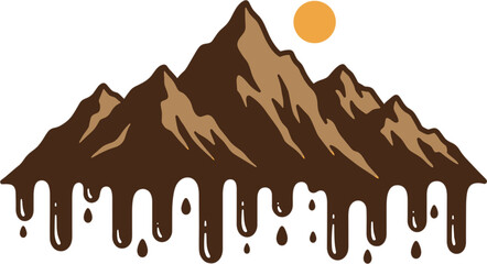 Chocolate Mountain and Sunny Sky: An artful representation of chocolate mountains and a sun, creating a playful and delicious scene. The image captures a whimsical fusion of landscape, nature.