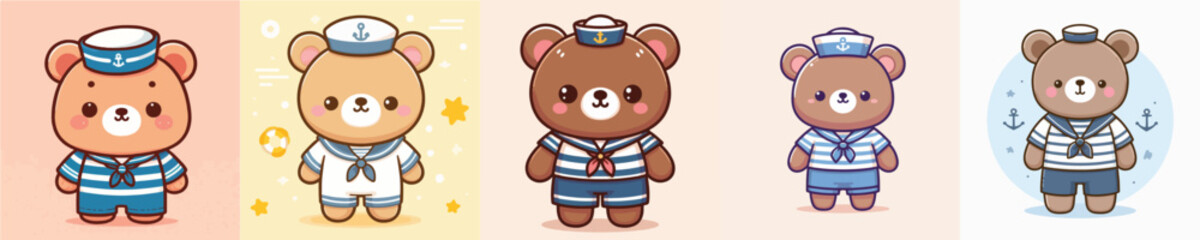 bear vector wearing sailor costume