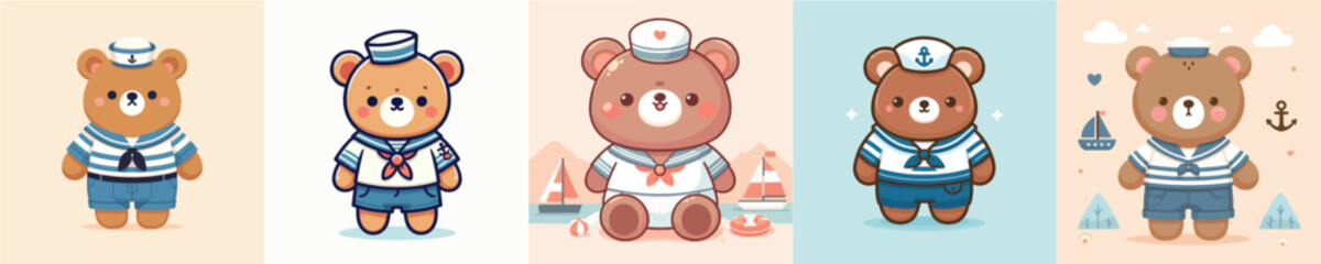 bear vector wearing sailor costume