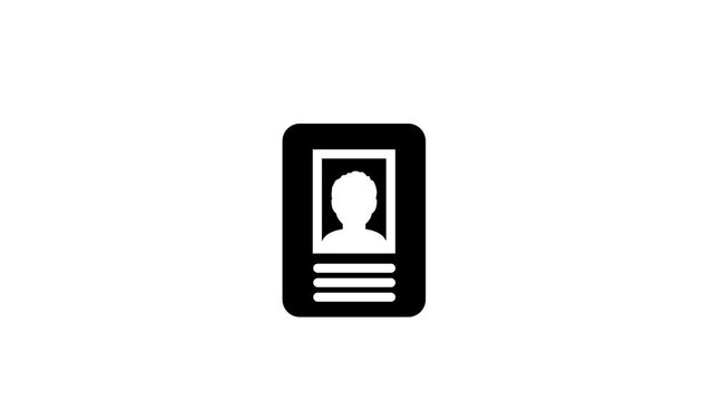 Id card solid icon black glyph silhouette with alpha channel or transparent background