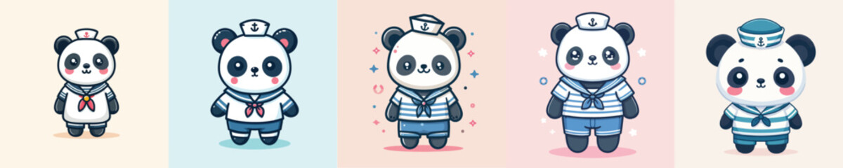 cute panda vector in sailor costume