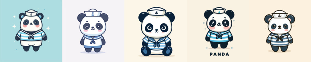 cute panda vector in sailor costume