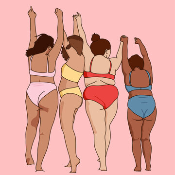 Group of Confident Women in Swimwear