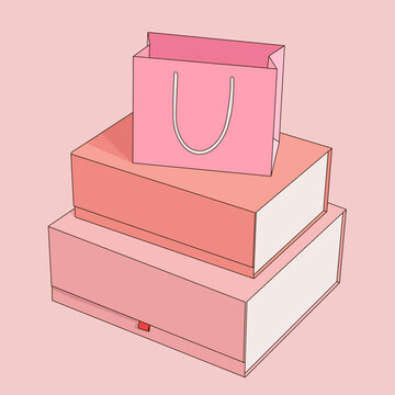 Pink Shopping Boxes and Bag