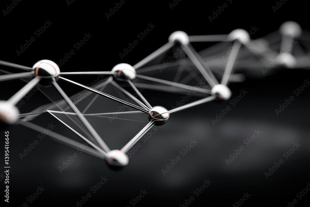 Poster abstract molecular structure in a dark background.