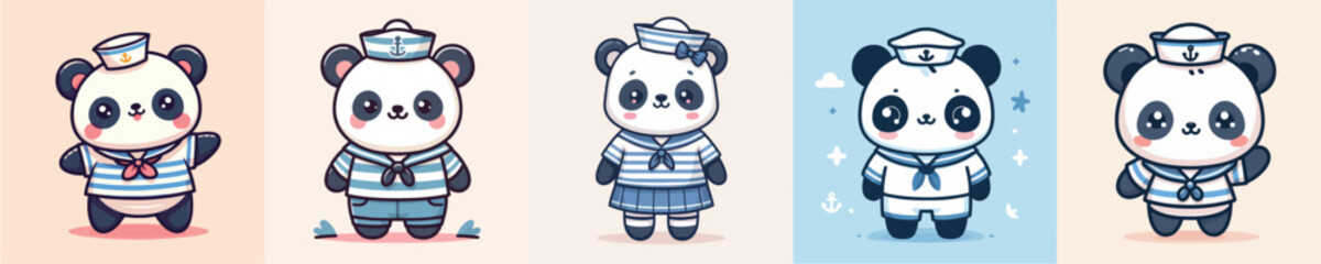 cute panda vector in sailor costume