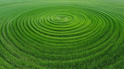 Circular Patterns in Lush Green Fields Under Clear Blue Sky