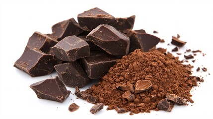 Fototapeta premium Indulgent Dark Chocolate Pieces Coated in Rich Cocoa Powder Delicacy