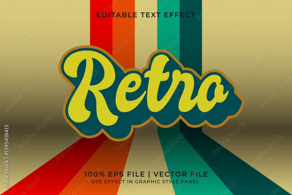 Poster 3d editable vector text effect in retro or vintage style. editable font design