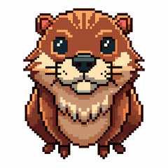 Fototapeta premium Cute Pixel Art Otter Illustration Adorable Animal Artwork for Digital Projects