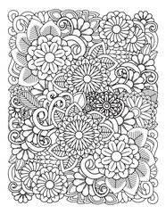 Zentangle Coloring Pages for Adults. seamless floral background