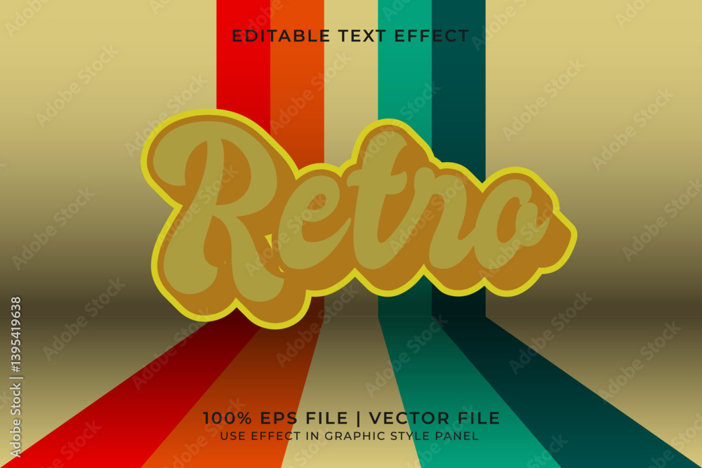 Poster 3d editable vector text effect in retro or vintage style. editable font design