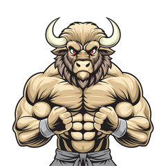 buffalo mascot vector illustration muscular buffalo design