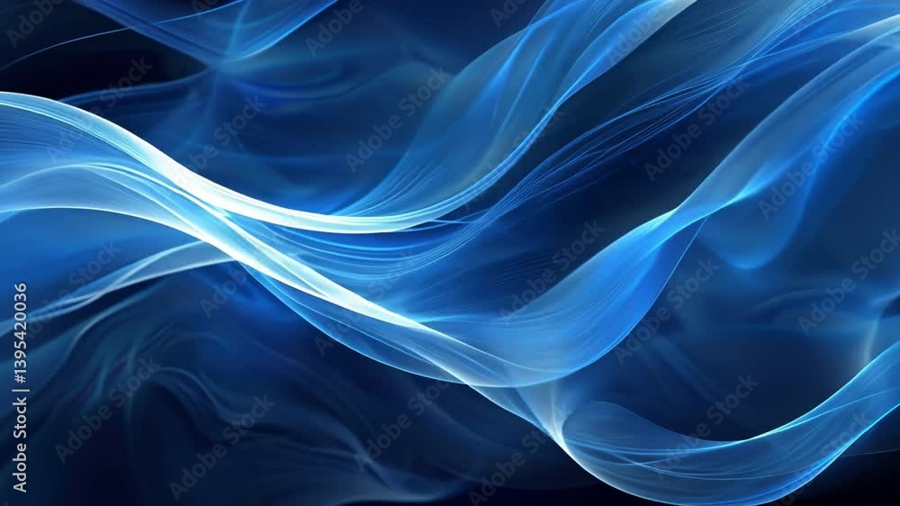 Poster abstract blue waves digital art journey of fluidity and motion, evoking calmness and serenity with s