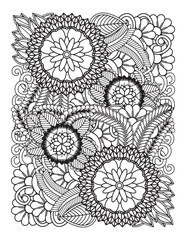 Zentangle Coloring Pages for Adults. lace doily on white background