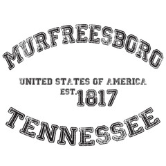 vintage college varsity tennessee's murfreesboro city slogan emblem print with grunge effect for graphic tee t shirt or sweatshirt - vector