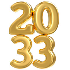 Happy New Year Number Gold 3D