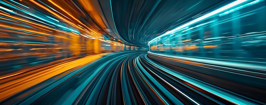 High speed maglev train transporting goods and cargo swiftly across a futuristic megacity backdrop with a dynamic sci fi theme and space for text overlay